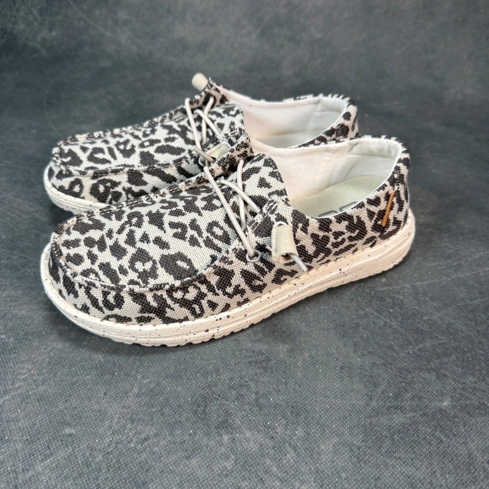 Hey Dude Wendy Woven Cheetah Grey Slip On Loafer Women's Size 6 NEW